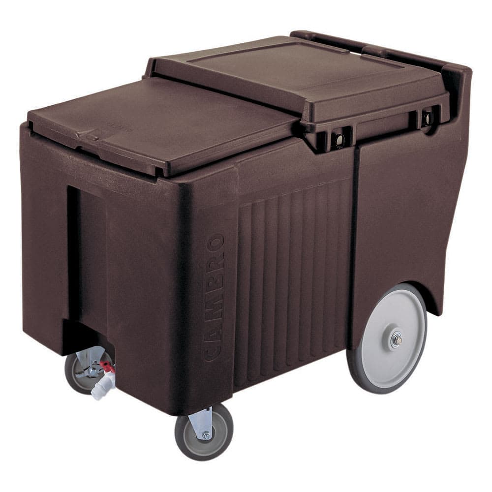 Cambro ICS175LB131 175 lb SlidingLid™ Insulated Mobile Ice Caddy - Plastic, Dark Brown