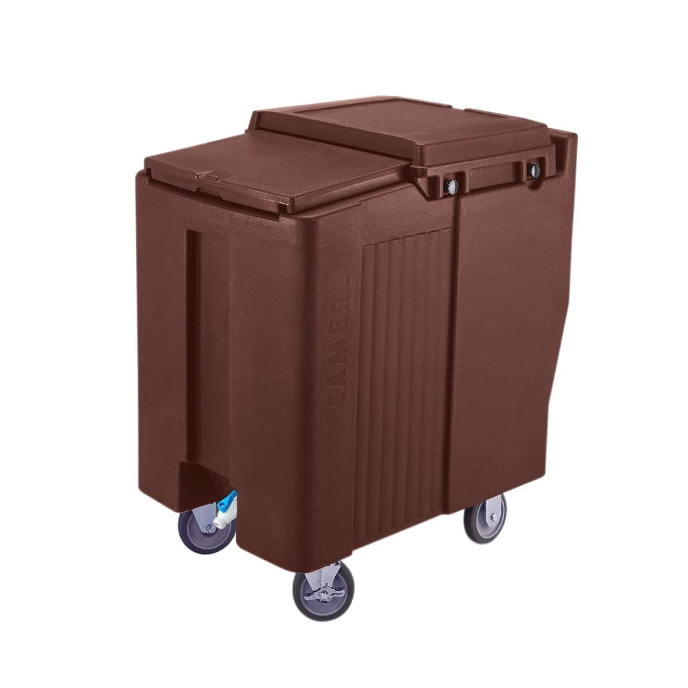 Cambro ICS175T131 175 lb SlidingLid™ Insulated Mobile Ice Caddy - Plastic, Dark Brown
