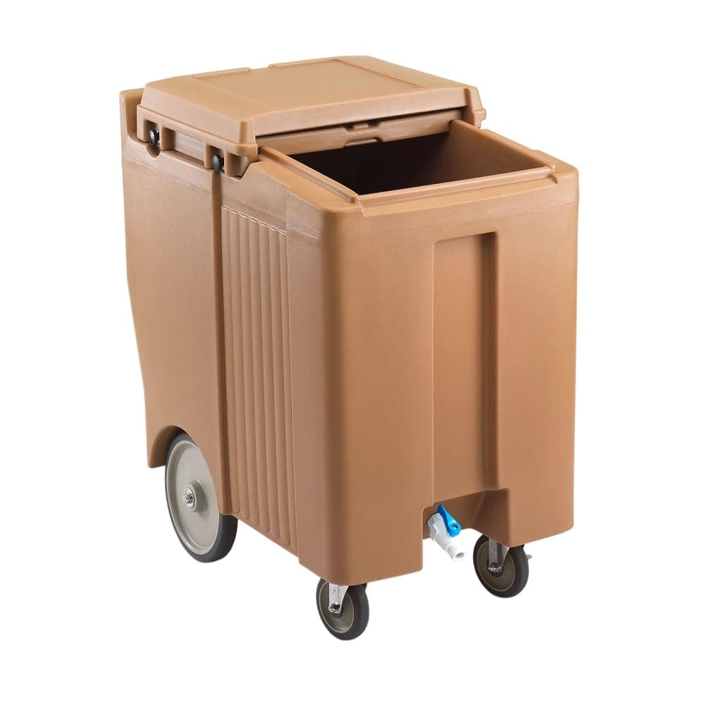 Cambro ICS175TB157 175 lb SlidingLid™ Insulated Mobile Ice Caddy - Plastic, Coffee Beige