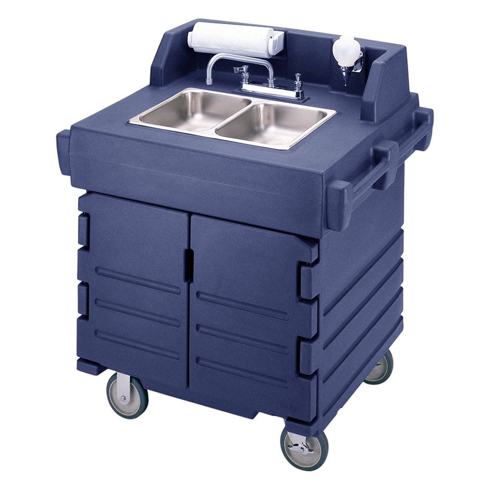 Cambro KSC402186 45 1/2"H Portable Sink Cart w/ (2) 4"D Bowls, Hot Water