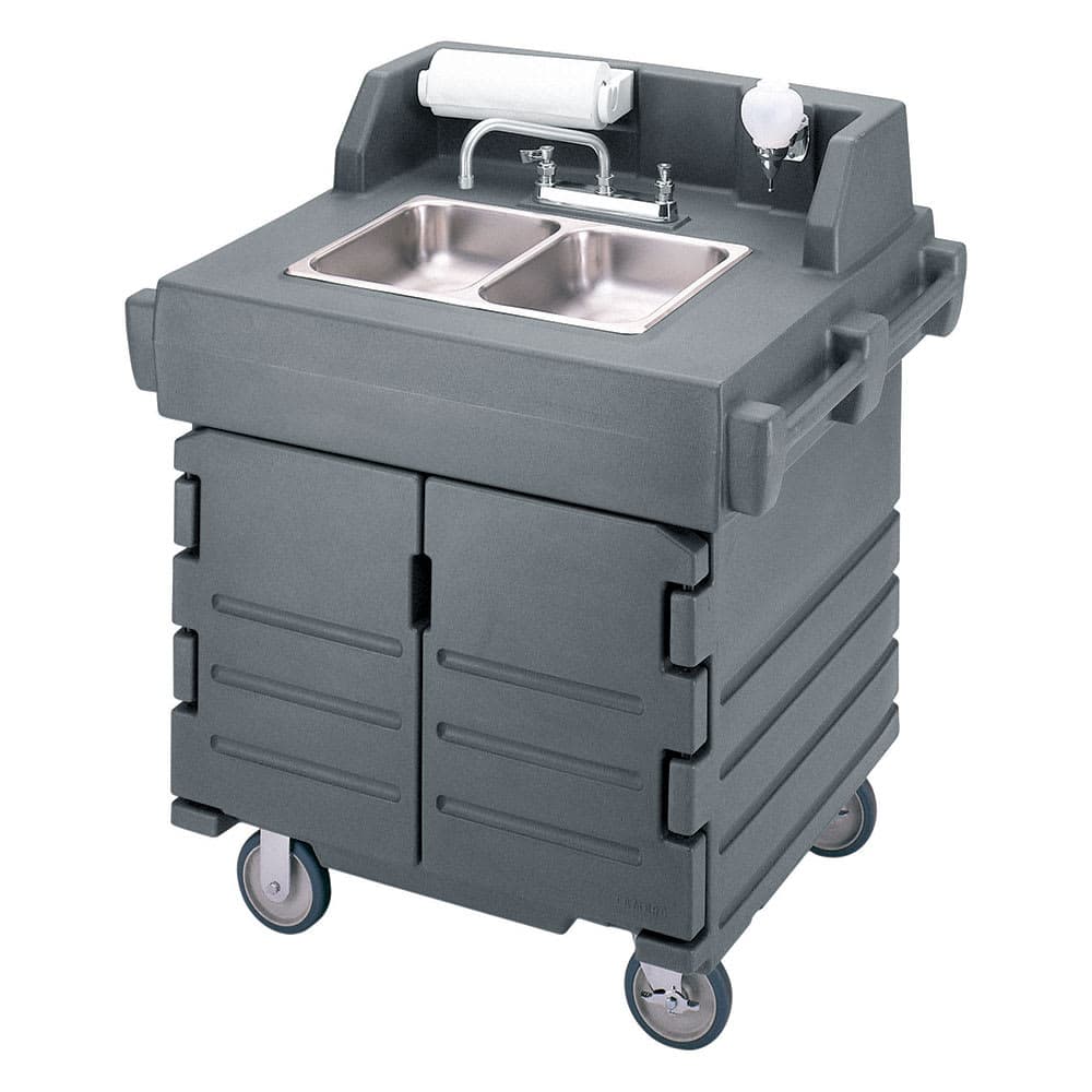 Cambro KSC402191 45 1/2"H Portable Sink Cart w/ (2) 4"D Bowls, Hot Water