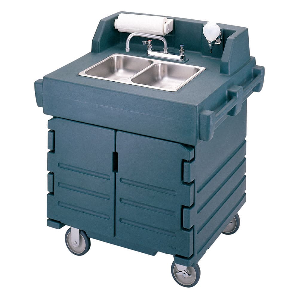 Cambro KSC402192 45 1/2"H Portable Sink Cart w/ (2) 4"D Bowls, Hot Water