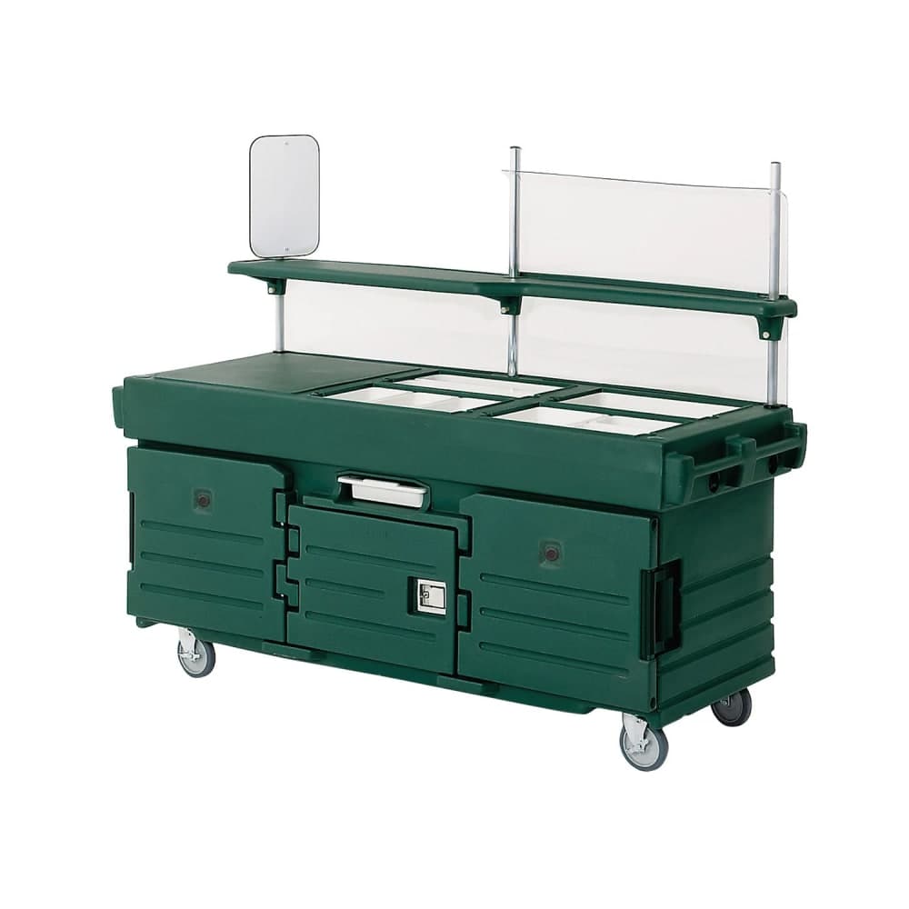 Cambro KVC854519 Kiosk Type Food Cart w/ Lockable Storage, 85 1/8"L x 33 1/2"W x 70 1/2"H, Green