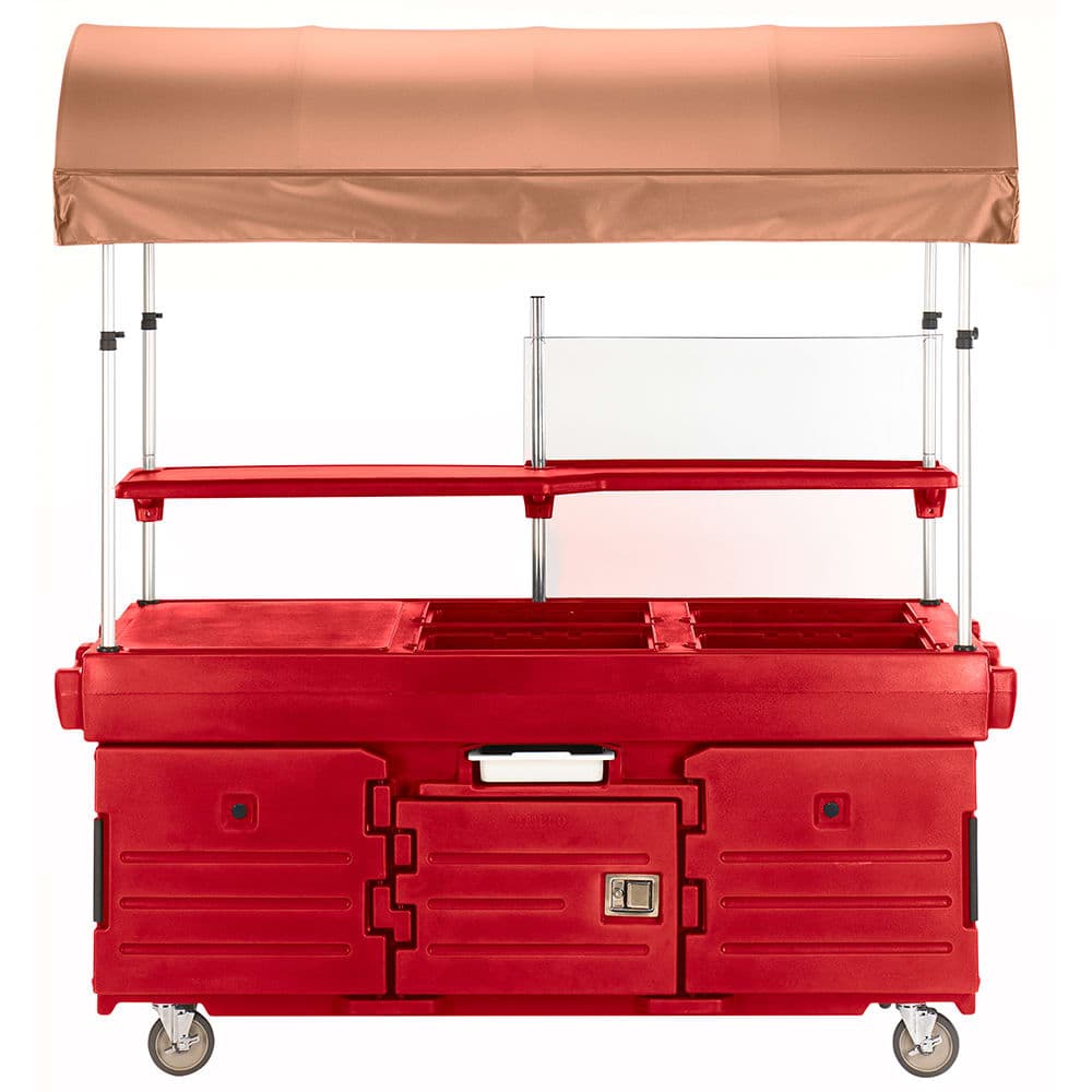Cambro KVC854C158 Kiosk Type Food Cart w/ Cover & Lockable Storage, 85 1/8"L x 33 1/2"W x 94"H, Red