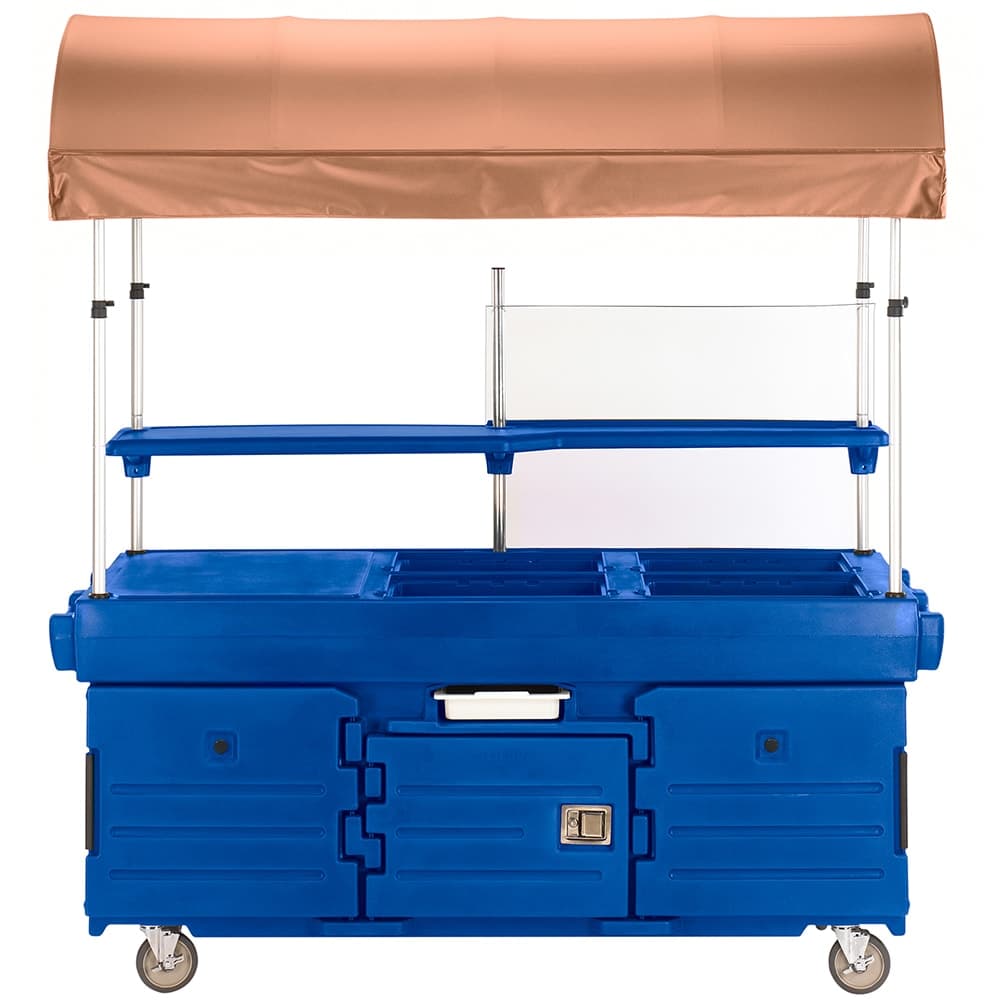 Cambro KVC854C186 Kiosk Type Food Cart w/ Cover & Lockable Storage, 85 1/8"L x 33 1/2"W x 94"H, Blue