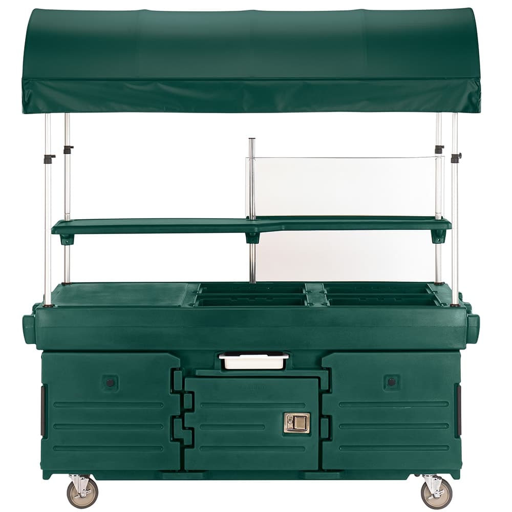 Cambro KVC854C519 Kiosk Type Food Cart w/ Cover & Lockable Storage, 85 1/8"L x 33 1/2"W x 94"H, Green