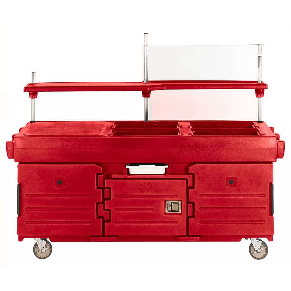 Cambro KVC856158 Kiosk Type Food Cart w/ Lockable Storage, 85 1/8"L x 33 1/2"W x 70 1/2"H, Red
