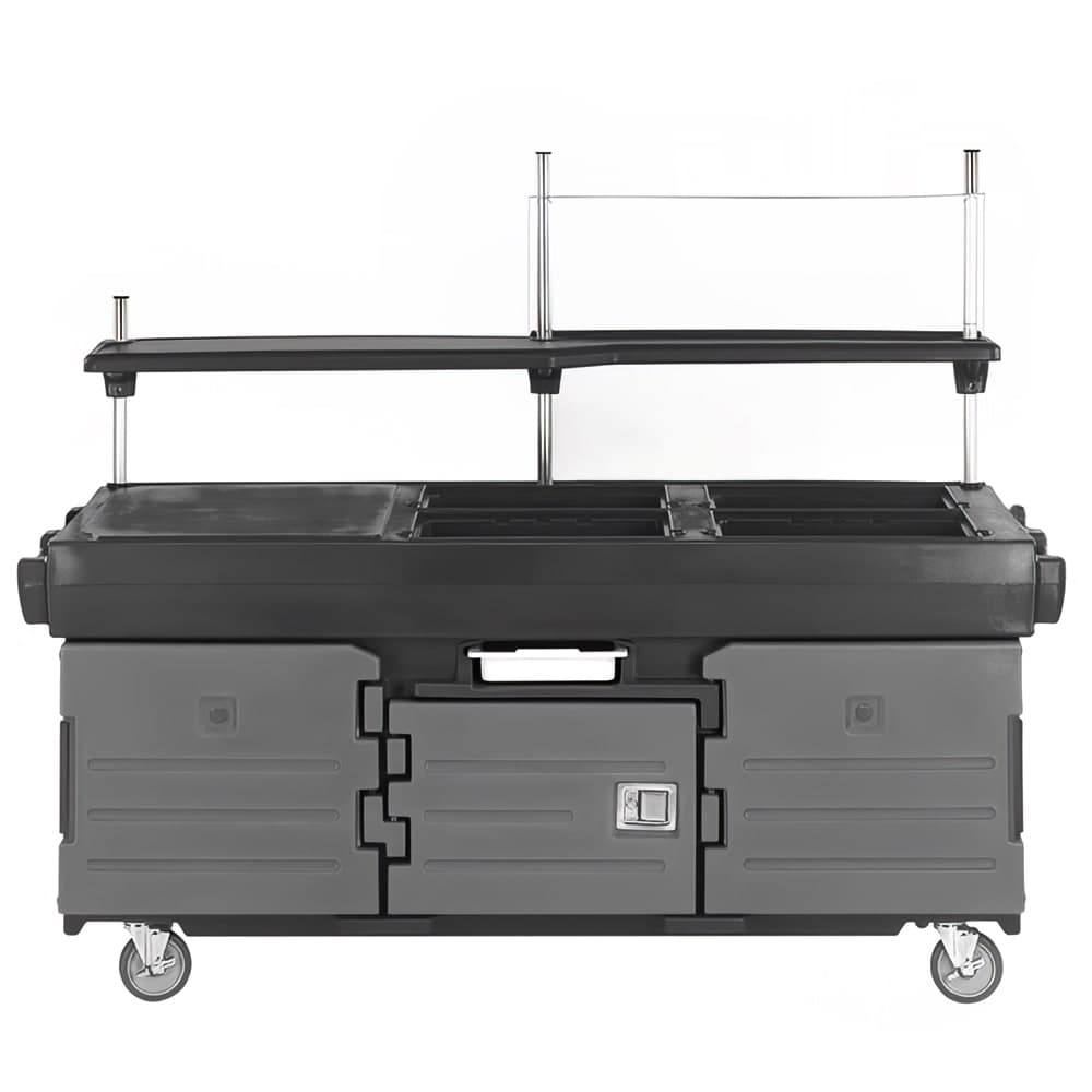 Cambro KVC856426 Kiosk Type Food Cart w/ Lockable Storage, 85 1/8"L x 33 1/2"W x 70 1/2"H, Gray