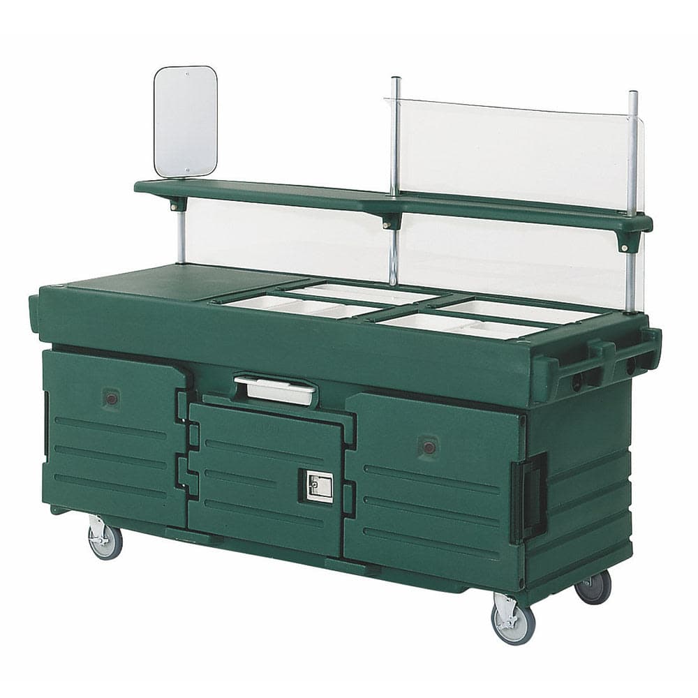 Cambro KVC856519 Kiosk Type Food Cart w/ Lockable Storage, 85 1/8"L x 33 1/2"W x 70 1/2"H, Green