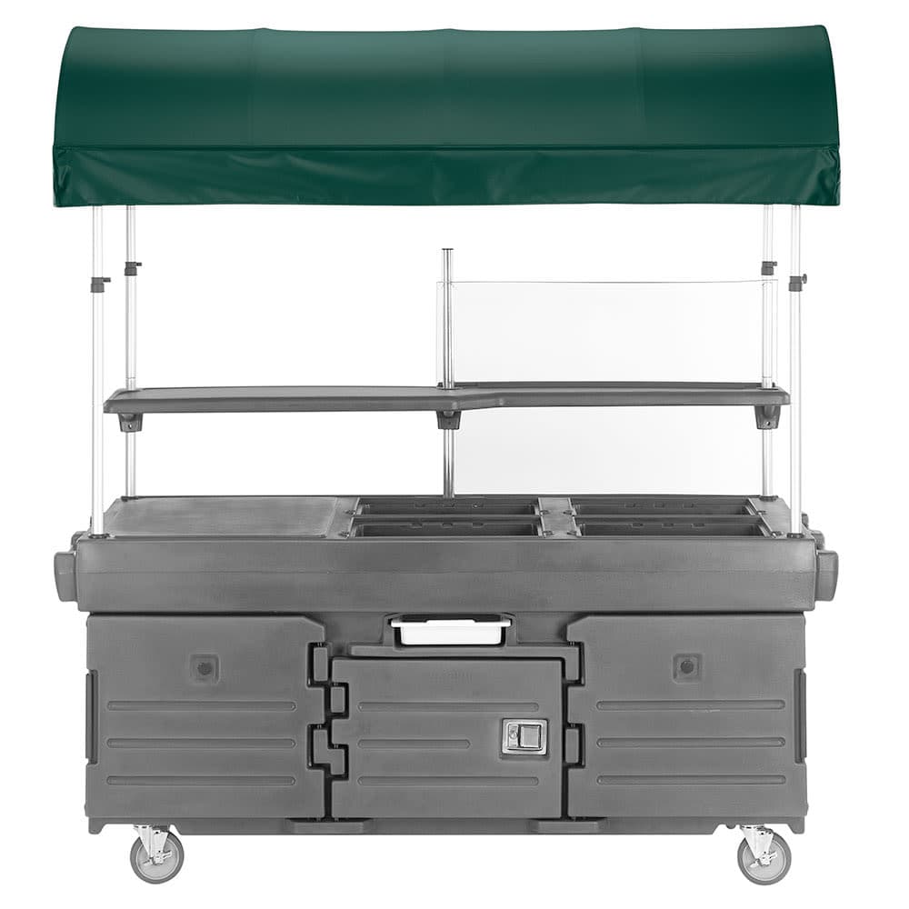 Cambro KVC856C191 Kiosk Type Food Cart w/ Cover & Lockable Storage, 85 1/8"L x 33 1/2"W x 94"H, Gray