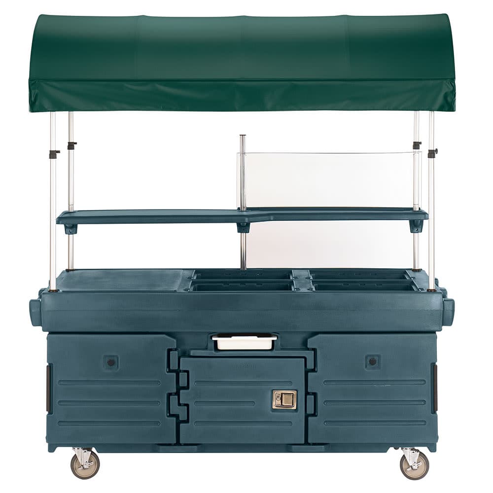 Cambro KVC856C192 Kiosk Type Food Cart w/ Cover & Lockable Storage, 85 1/8"L x 33 1/2"W x 94"H, Green