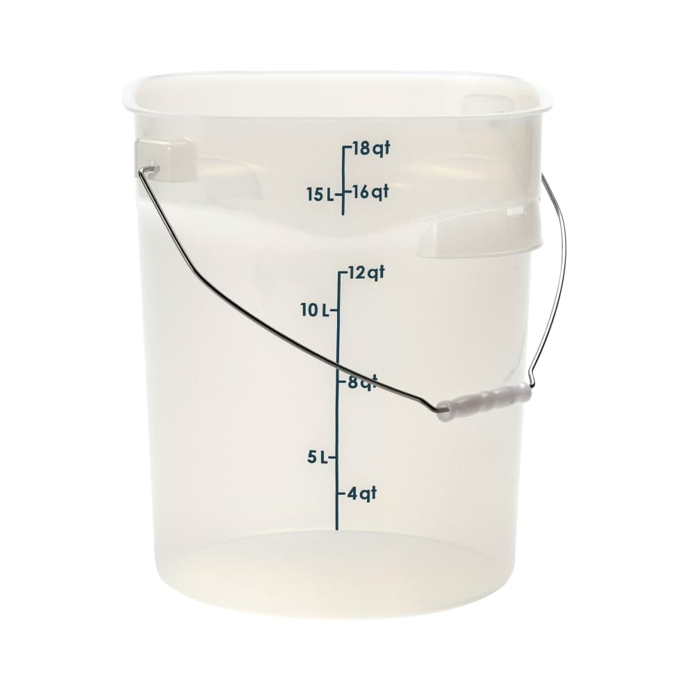 Cambro PWB18PROPP190 18 qt. CamRound® FreshPro Food Storage Pail w/ Bail Handle - Polypropylene, Translucent