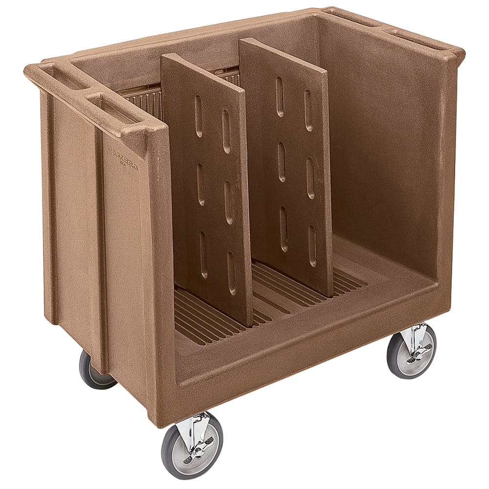 Cambro TDC30157 38 7/8" Mobile Dish Caddy w/ (3) Columns - Plastic, Coffee Beige