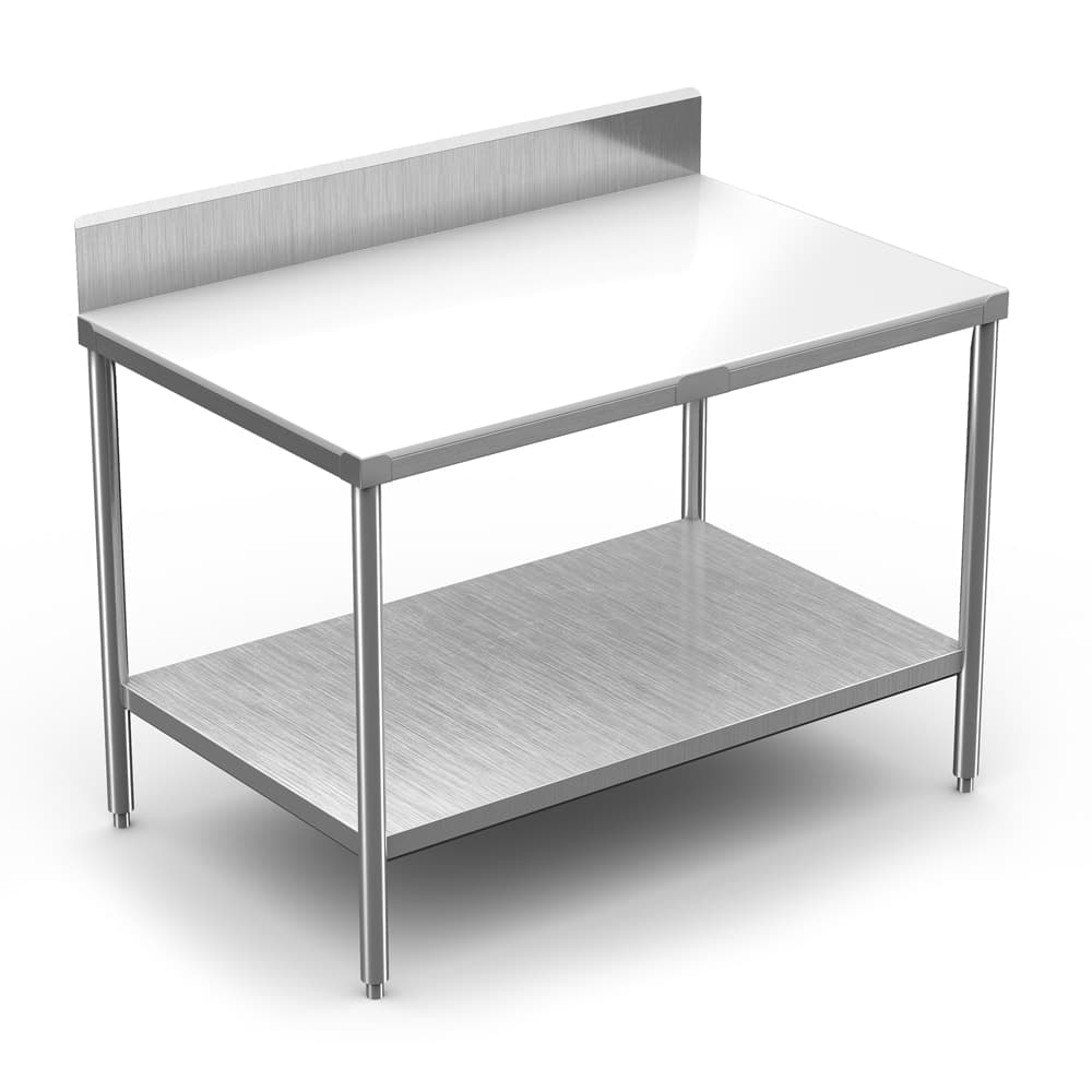 Winholt DPTSB-2436 36" Poly Top Work Table w/ 5" Backsplash & 5/8" Top, Stainless Base, 24"D