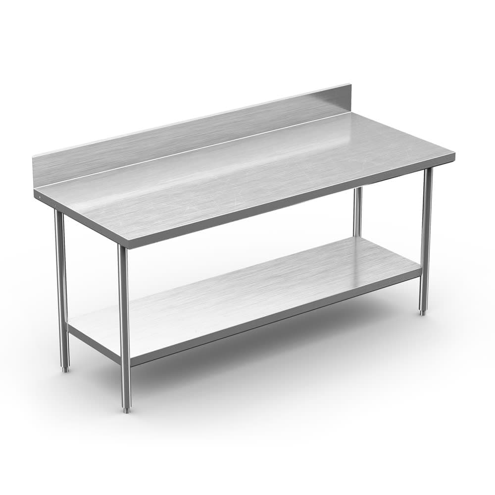 Winholt DTSB-3060 60" 16 ga Work Table w/ Undershelf & 304 Series Stainless Steel Top, 6" Backsplash