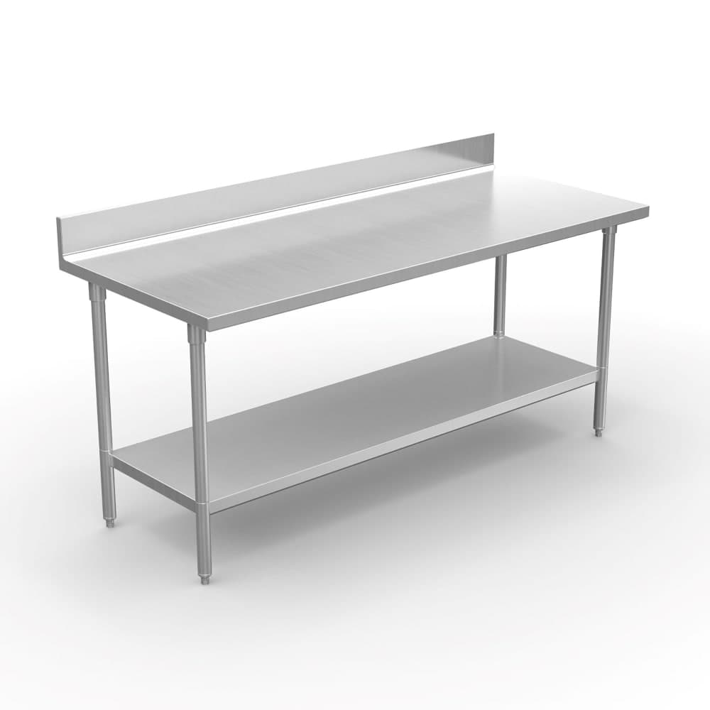 Winholt DTSBB-3072-HKD 72" 16 ga Work Table w/ Undershelf & 304 Series Stainless Steel Top, 5" Backsplash