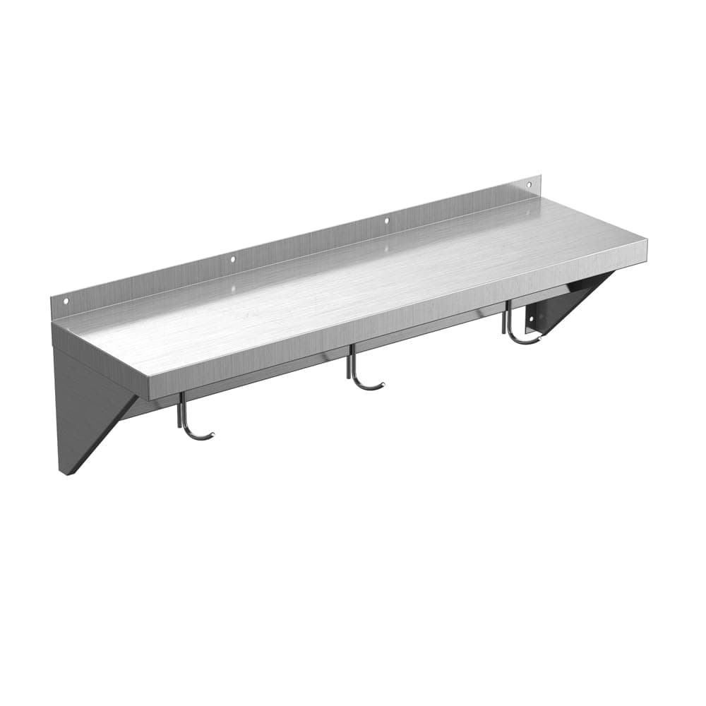 Winholt SSWMSH104 Fabricated Wall Mounted Shelf, 48"W x 10"D, Stainless Steel