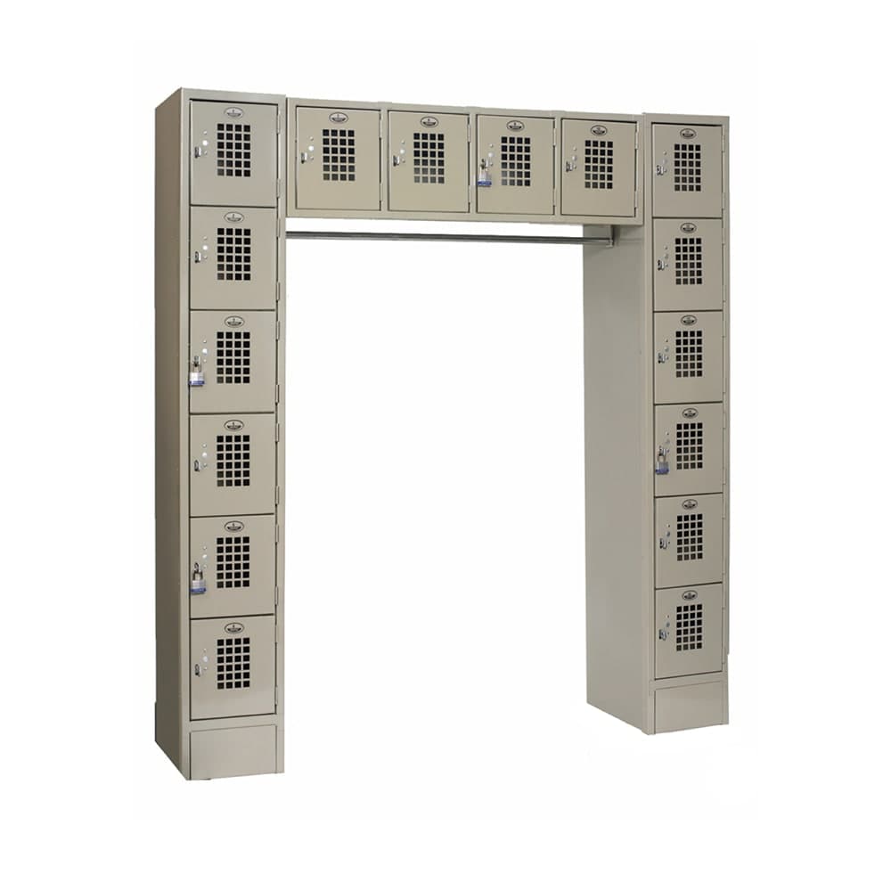 Winholt WL-16-CB 6 Tier Locker w/ Garment Bar & Grid Vented Doors