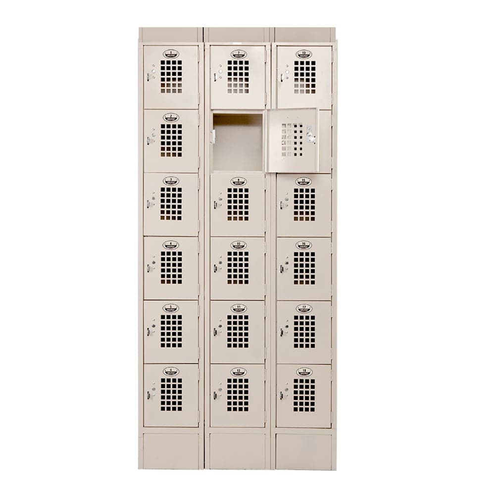Winholt WL-618-ST 3 Column Locker w/ (18) 10" x 18" x 12" Compartments, Beige