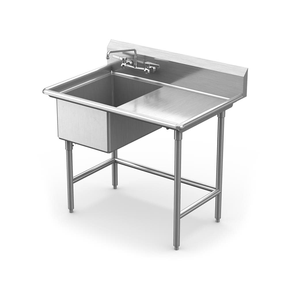 Winholt WS1T1618RD18 36 1/2" 1 Compartment Sink w/ 16"L x 18"W Bowl, 12" Deep