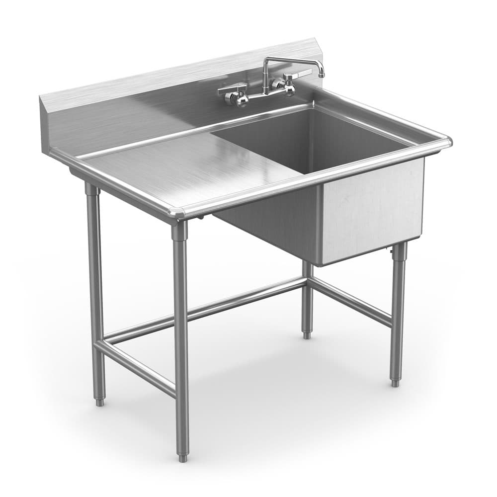 Winholt WS1T1824LD24 44 1/2" 1 Compartment Sink w/ 18"L x 24"W Bowl, 12" Deep