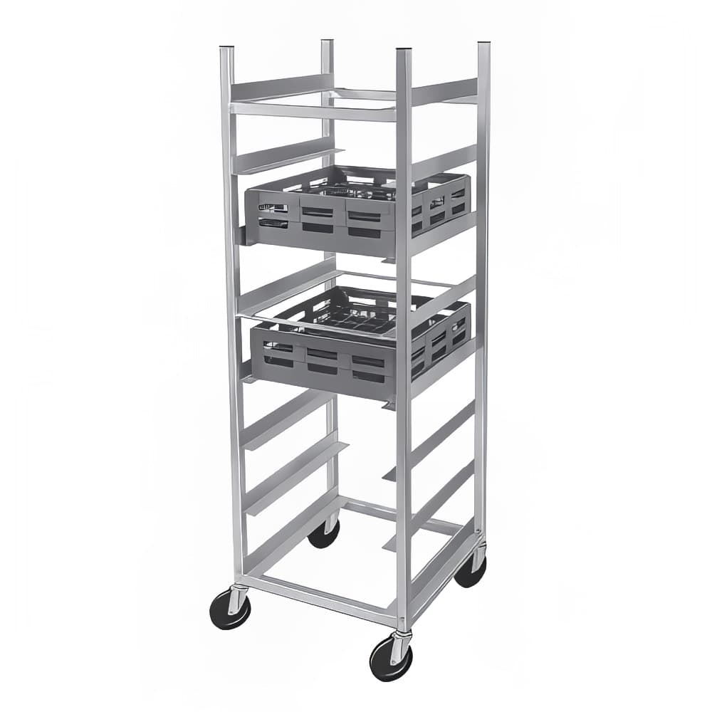 Channel 24"W Glass Rack Cart w/ (8) Glass Rack Capacity, Aluminum (AXD-GRR-8)