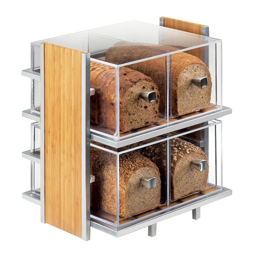 Cal-Mil 1279 Eco Modern Bread Box Display w/ 2 Tiers, Silver Wire & Bamboo