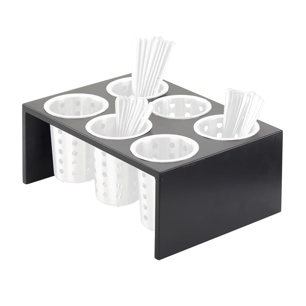 Cal-Mil 1425-6-96 6 Compartment Flatware Condiment Display - Midnight Bamboo