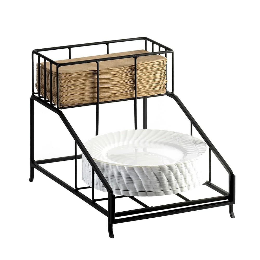 Cal-Mil 1455 9 1/2" Countertop Napkin/Plate Display - Wire, Black