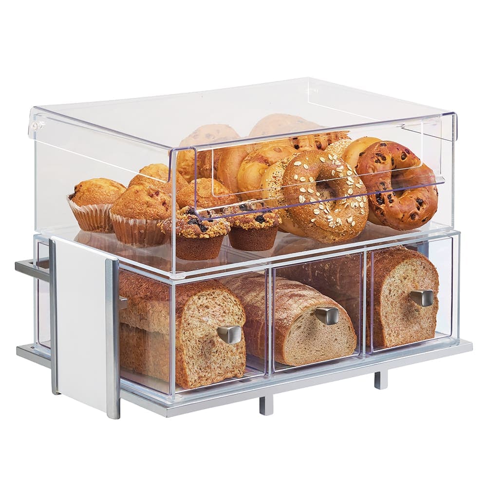 Cal-Mil 1471-15SET 4 Section Pastry Display Case - Silver Metal & White Bamboo Frame