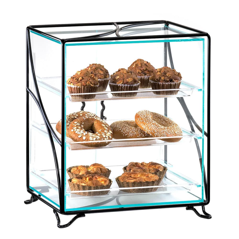 Cal-Mil 1501-13 Display Case w/ (3) 10 x 14" Tray, 16 x 12 x 19" H, Black Wire