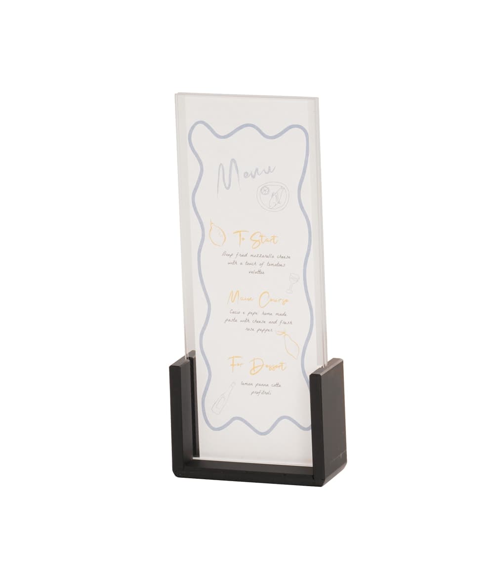 Cal-Mil 1510-411 Tabletop Menu Card Holder w/ Acrylic Insert - 4W x 11"H, Black Base