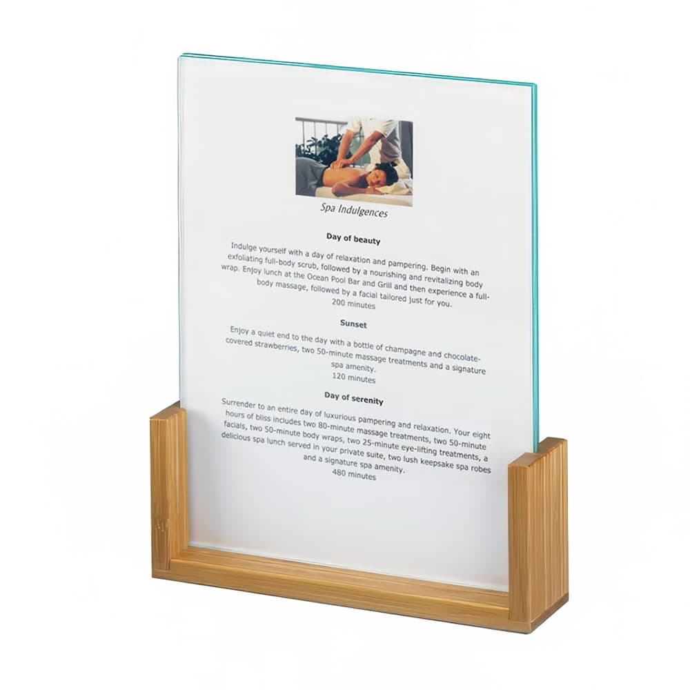 Cal-Mil 1510-46-60 Tabletop Menu Card Holder - 4" x 6", Acrylic/Bamboo