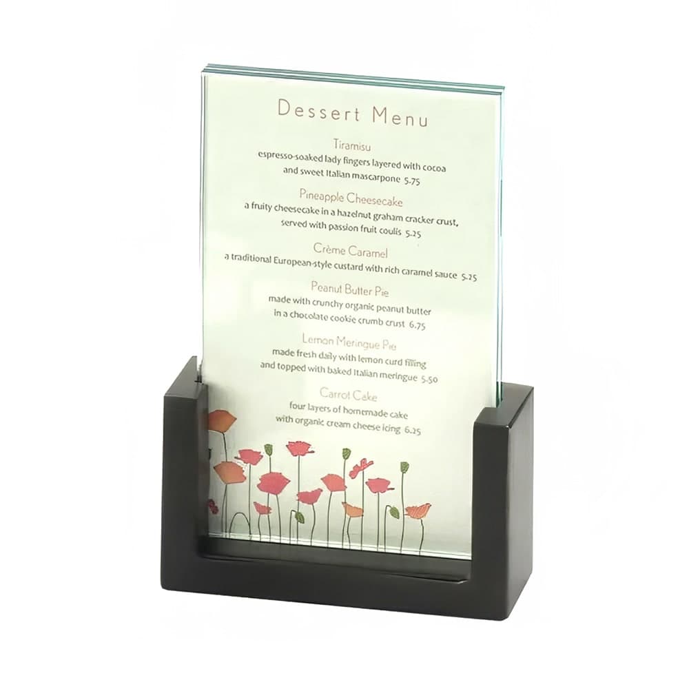 Cal-Mil 1510-46-96 Tabletop Menu Card Holder - 4" x 6", Acrylic/Midnight Bamboo