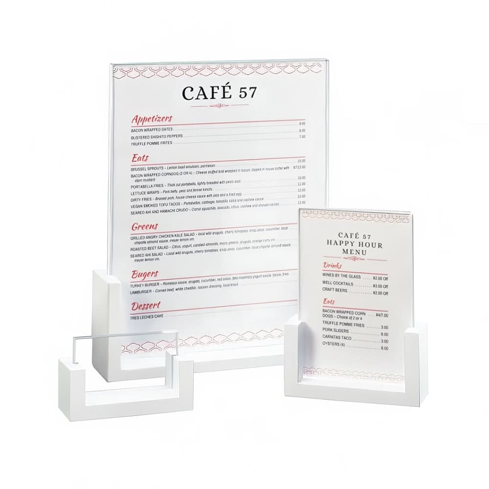 Cal-Mil 1510-811-15 Tabletop Menu Card Holder - 8 1/2" x 11", Bamboo, White