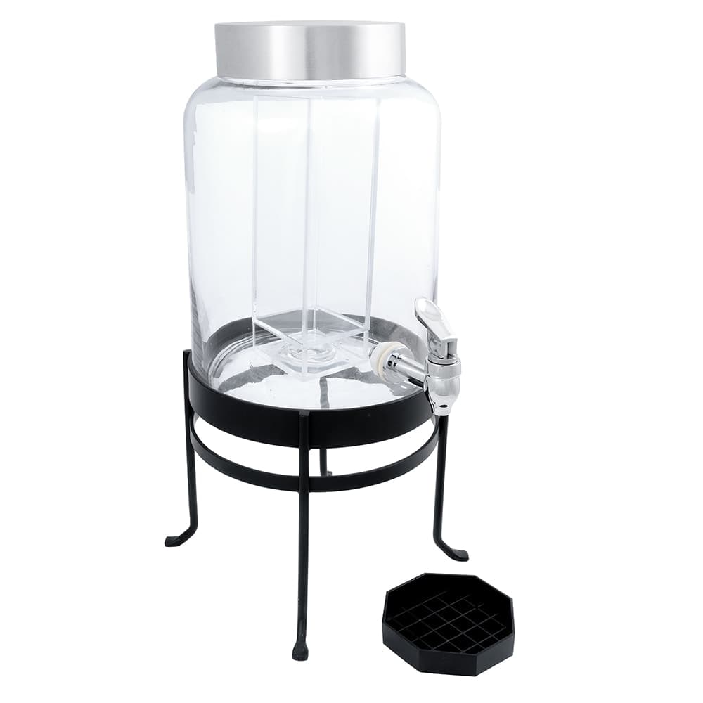 Cal-Mil 1580-2-13 SoHo 2 Gallon Round Glass Beverage Dispenser - Black Metal Base