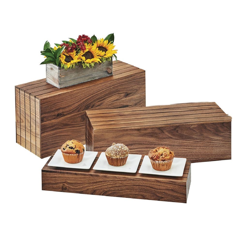 Cal-Mil 166-7-78 Rectangular Display Riser Crate - 20"L x 7"W x 7"H, Walnut