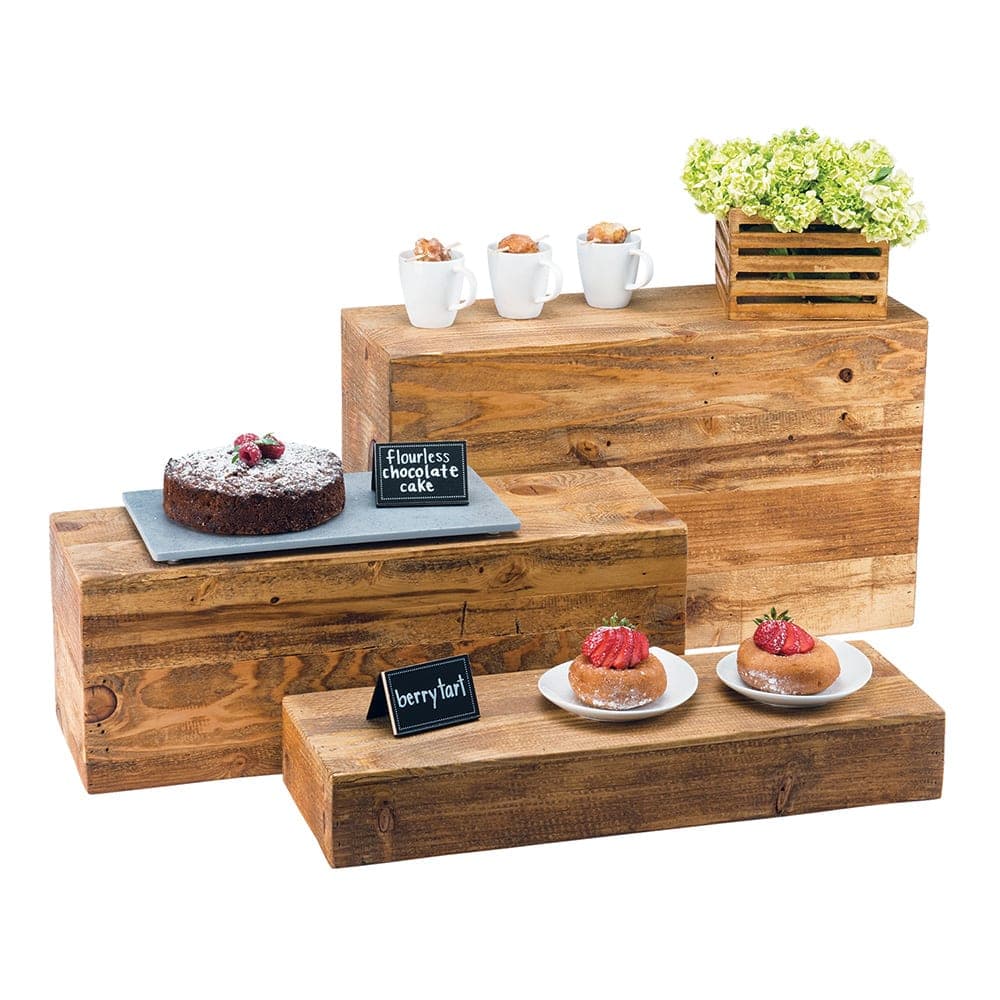 Cal-Mil 166-7-99 Rectangular Display Riser Crate - 20 1/2"L x 7"W x 7"H, Reclaimed Wood