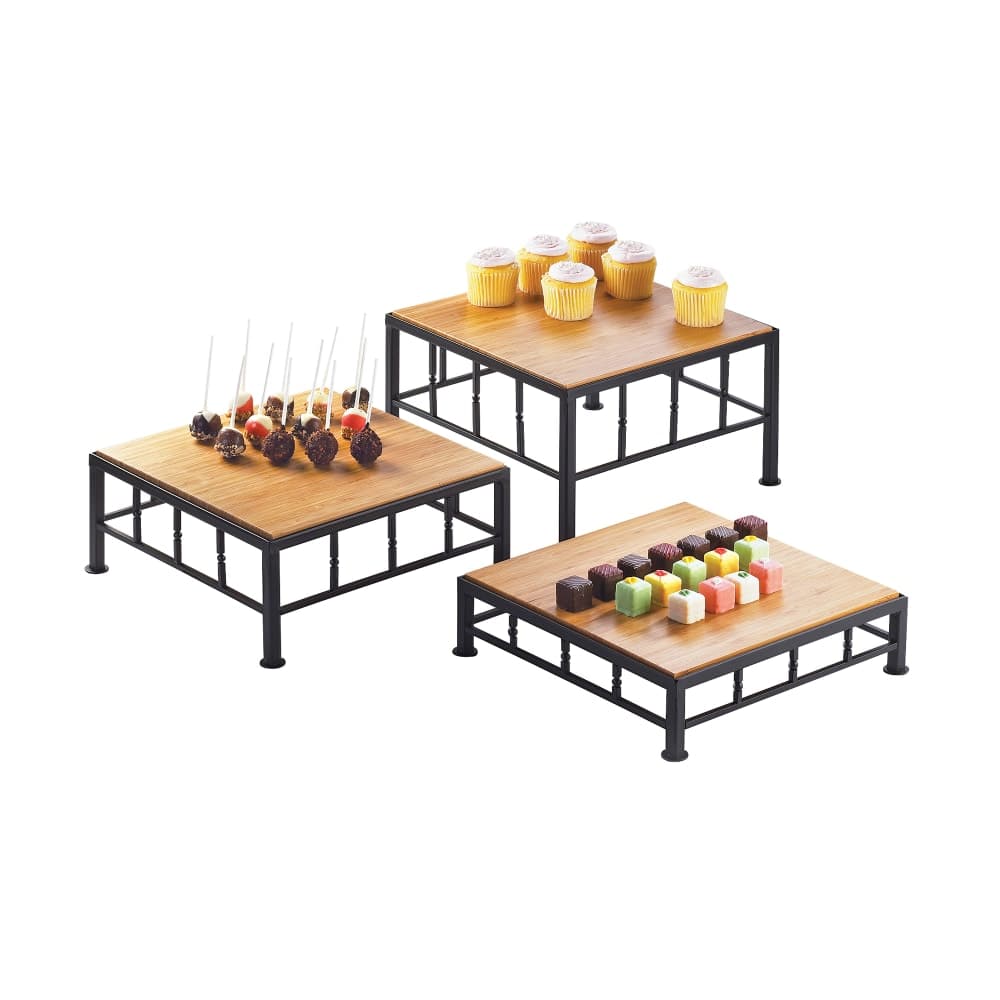 Cal-Mil 1711-3-60 12" Square Riser - 3"H, Iron Frame/Bamboo Top