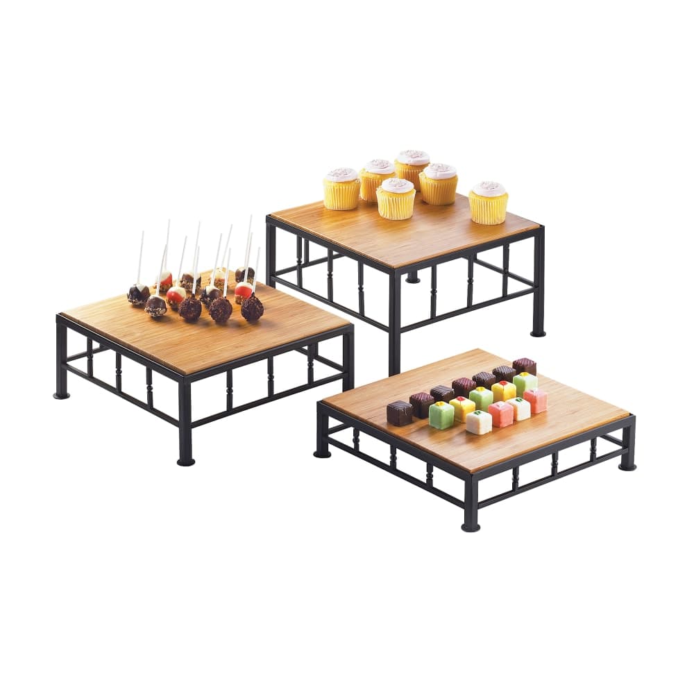 Cal-Mil 1711-5-60 12" Square Riser - 5"H, Iron Frame/Bamboo Top