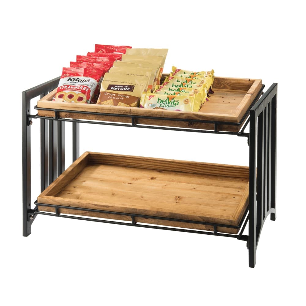 Cal-Mil 1722 2 Tier Display Stand w/ Slanted Shelves - 23"W x 13"D x 15"H, Metal, Black
