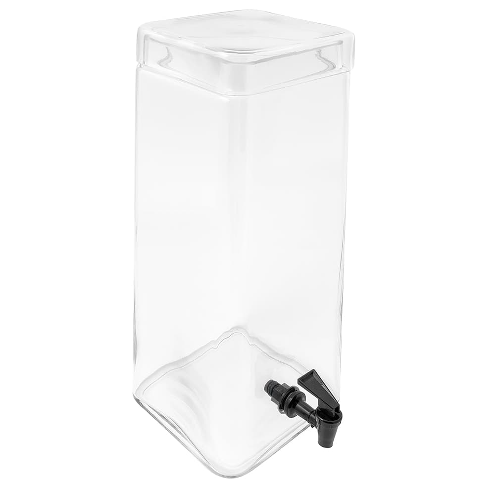 Cal-Mil 1733-3 3 Gallon Square Glass Beverage Dispenser - Clear