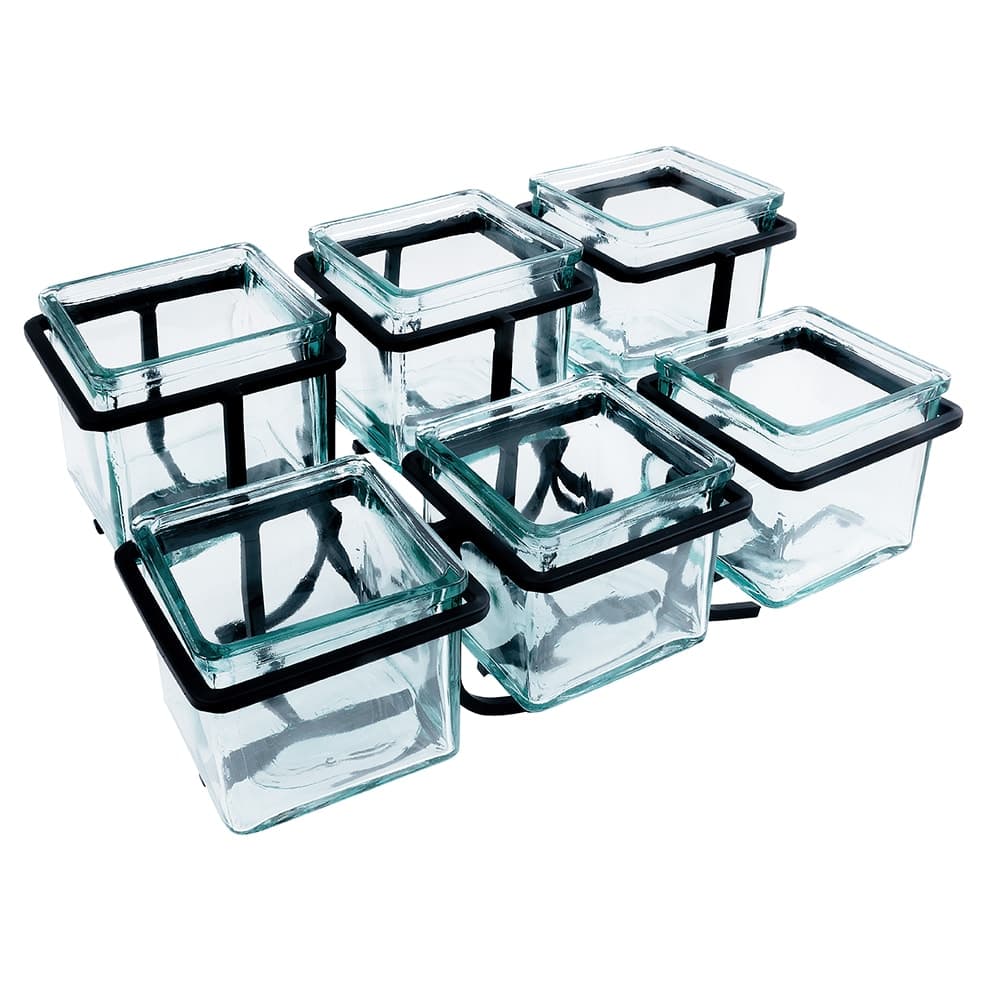 Cal-Mil 1809-13 Rectangular 6 Compartment Condiment Jar Display - Clear/Black