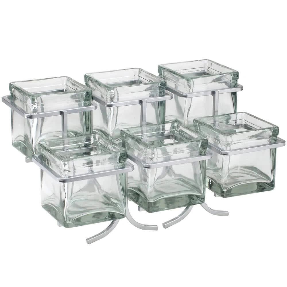 Cal-Mil 1809-39 Rectangular 6 Compartment Condiment Jar Display - Clear/Silver