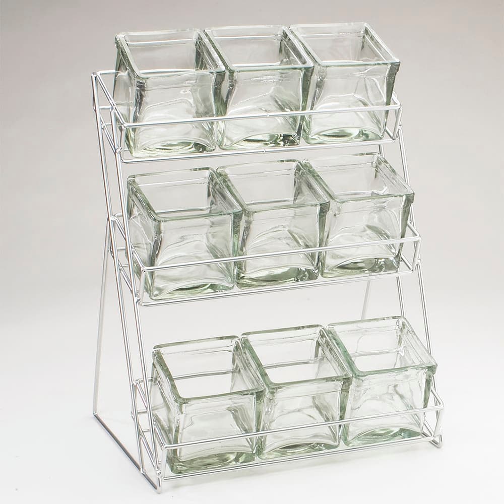Cal-Mil 1812-39 Rectangular 9 Compartment Condiment Jar Display - Clear/Silver