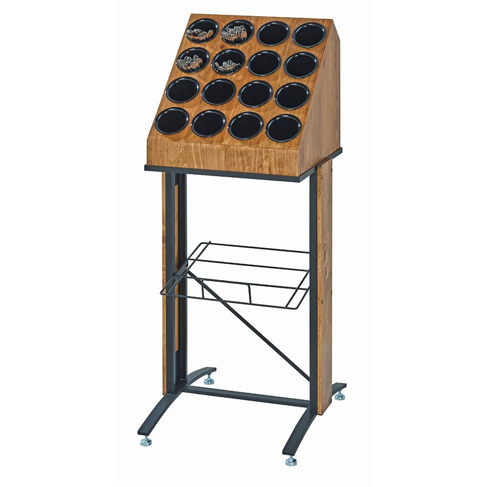 Cal-Mil 2003-99 16 Compartment Flatware Cylinder Holder Frame - 36"H, Wood, Brown