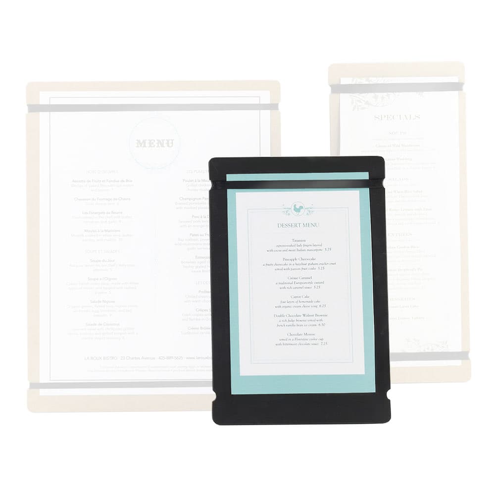 Cal-Mil 2034-57-13 Menu Board w/Flex Bands - 5" x 7", Black