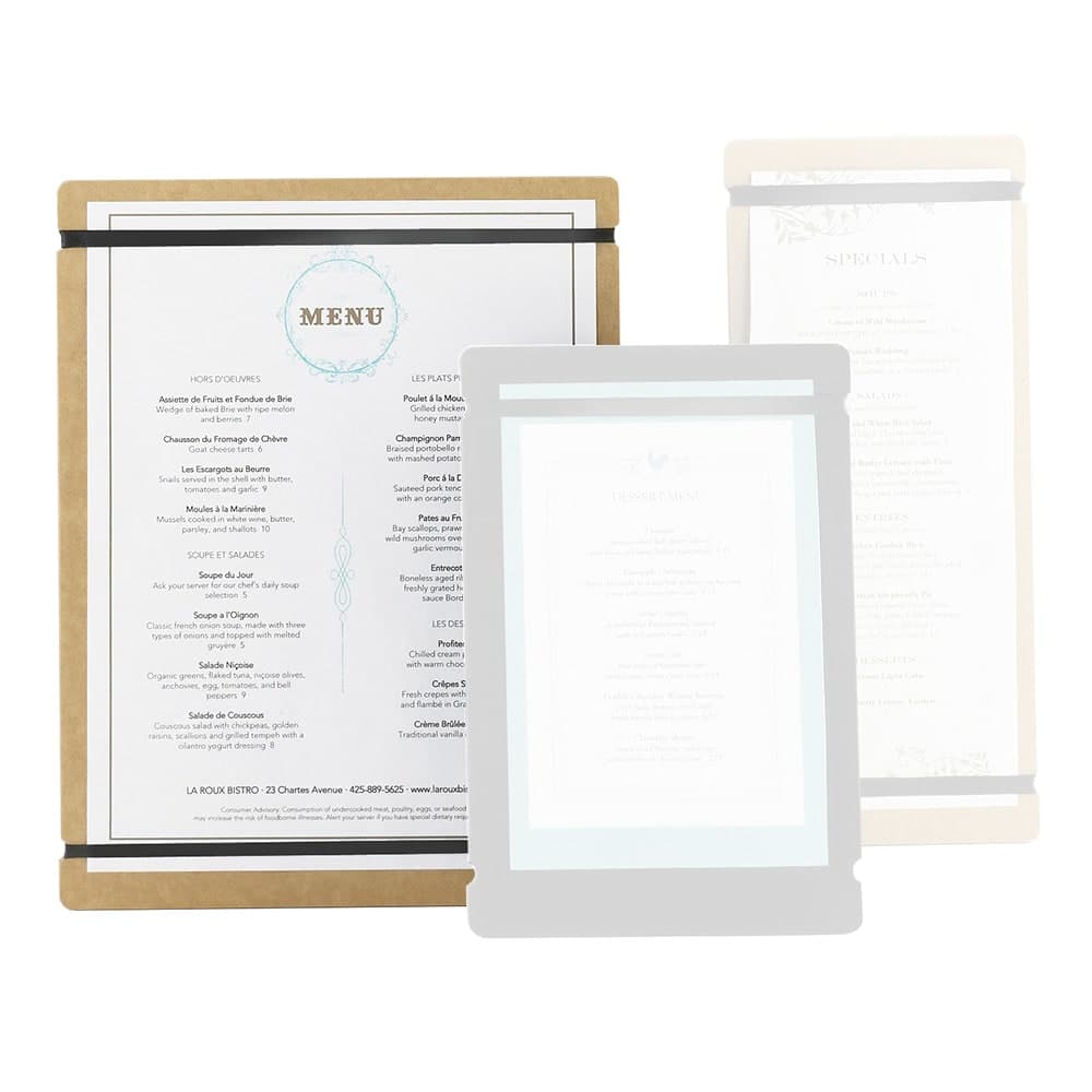 Cal-Mil 2034-811-14 Menu Board w/Flex Bands - 8" x 11", Natural