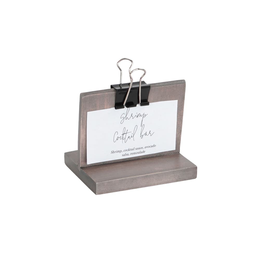 Cal-Mil 2036-32-110 Tabletop Clipboard Menu Card Holder - 4" x 2" x 3/4", Pine Wood, Gray Wash