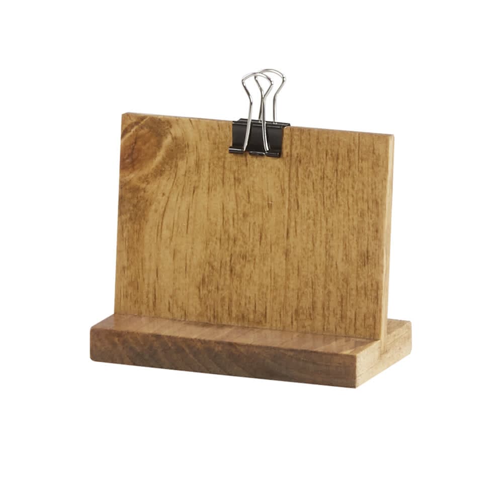 Cal-Mil 2036-32-99 Tabletop Clipboard Menu Card Holder - 4"W x 3 1/4"H, Pine Wood